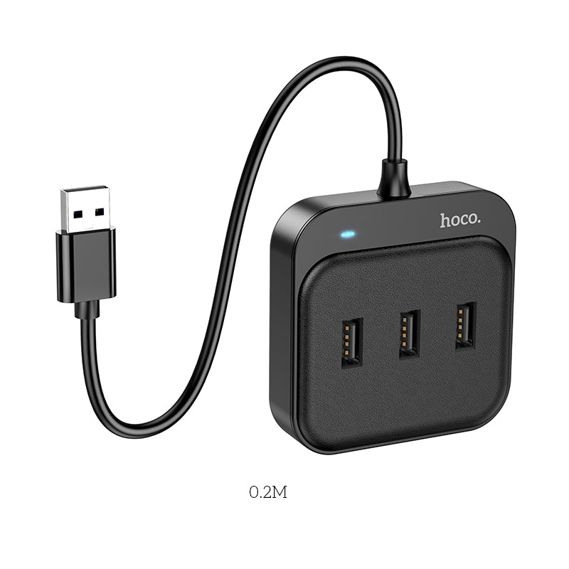 Hoco HB31 USB 2.0 4 Port 1.2M USB Hub – Micro male to 4 USB Female