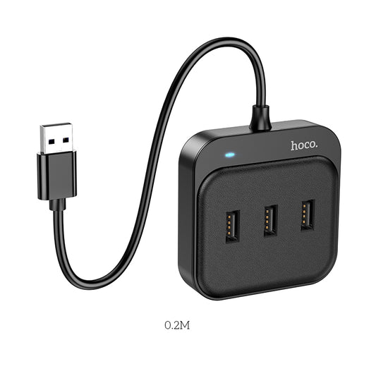 Hoco HB31 USB 2.0 4 Port 1.2M USB Hub – Micro male to 4 USB Female